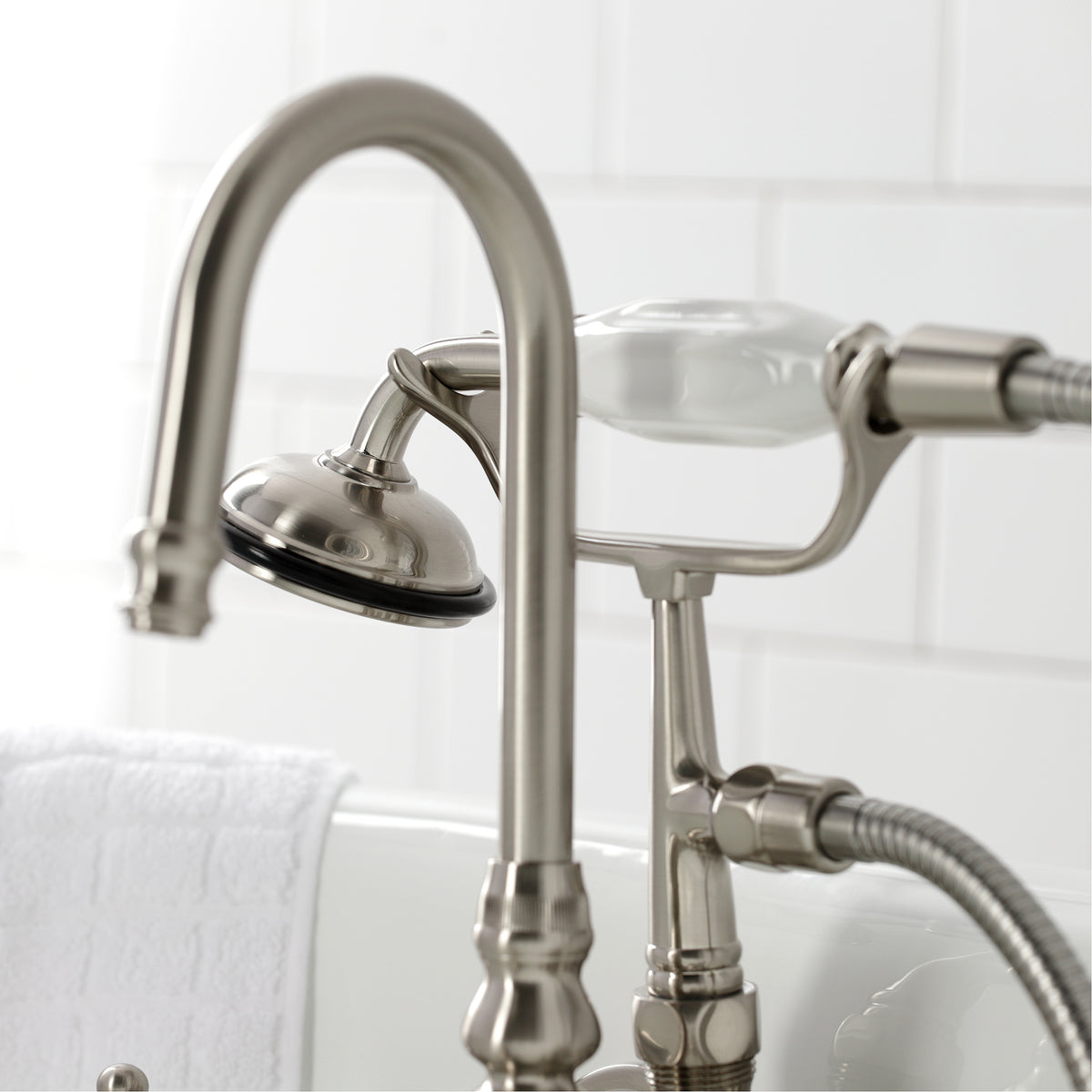 Vintage 3-3/8" Tub Wall Mount Clawfoot Tub Faucet with Hand Shower