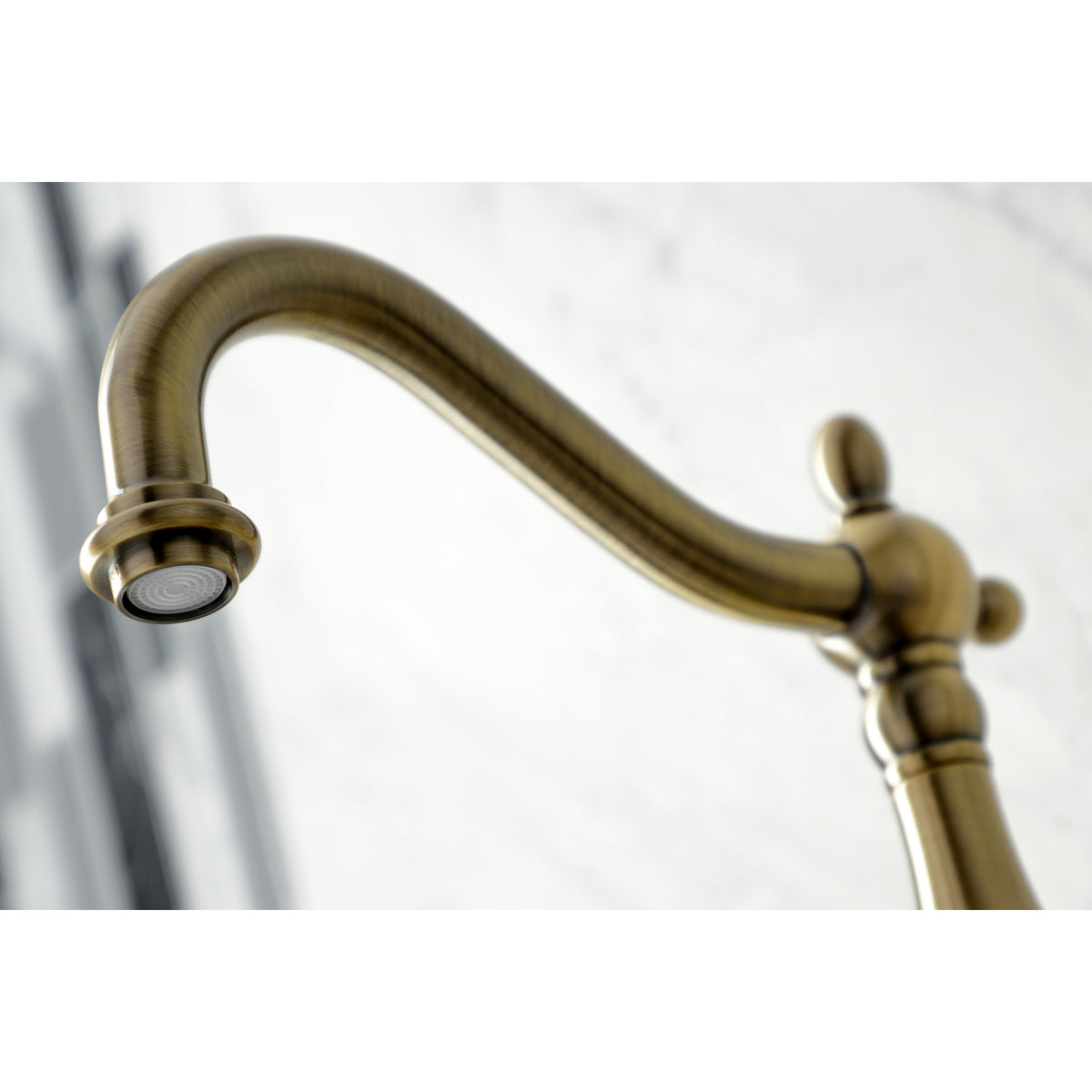 Kingston Brass KS1261PXBS Heritage Wall Mount Bridge Kitchen Faucet with Brass Sprayer