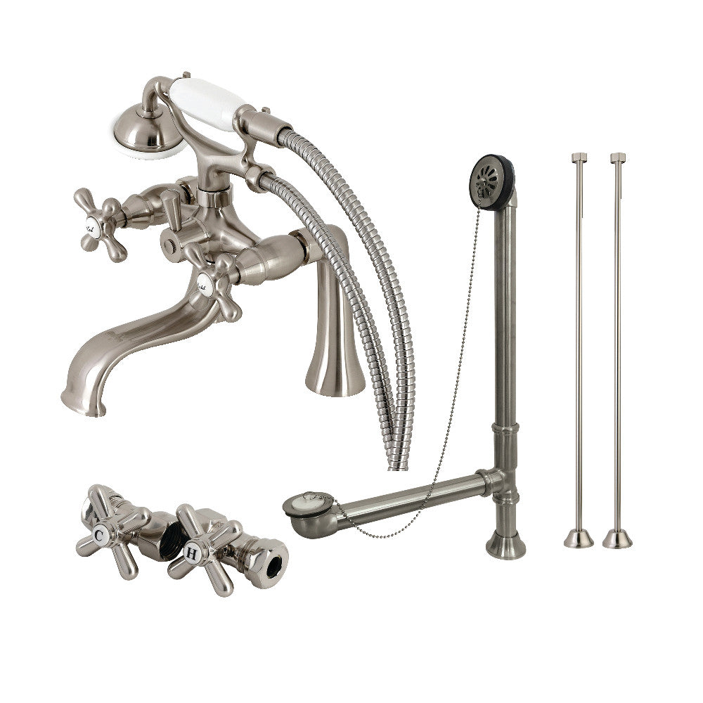 Vintage Deck Mount Clawfoot Tub Faucet Package with Supply Line