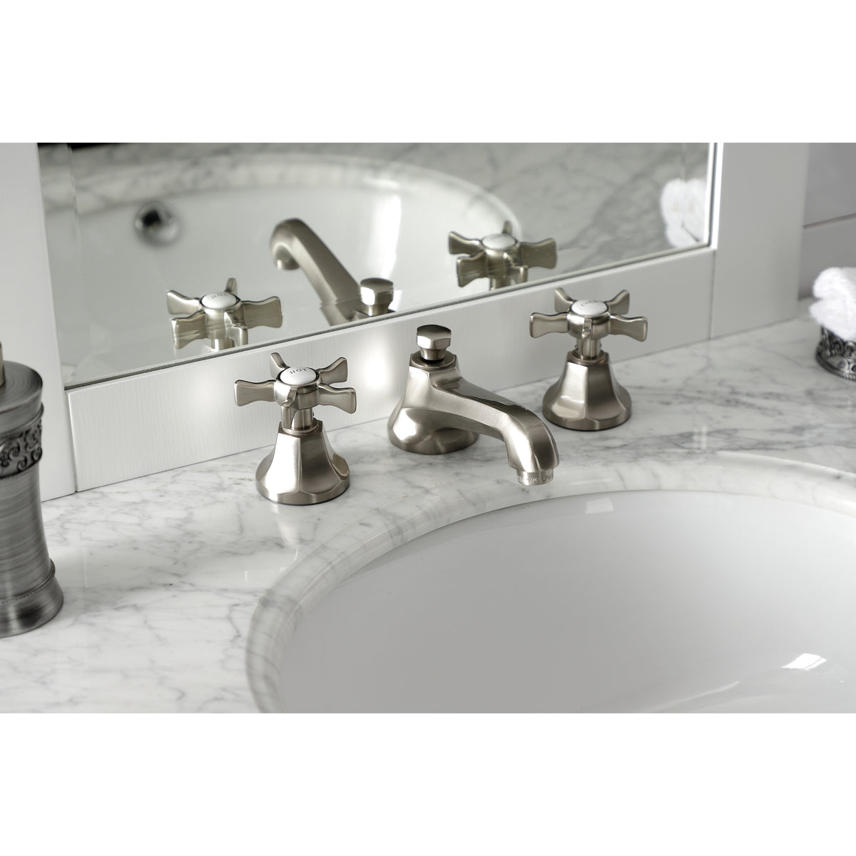 Kingston Brass KS4468NX Hamilton Widespread Bathroom Faucet with Brass Pop-Up