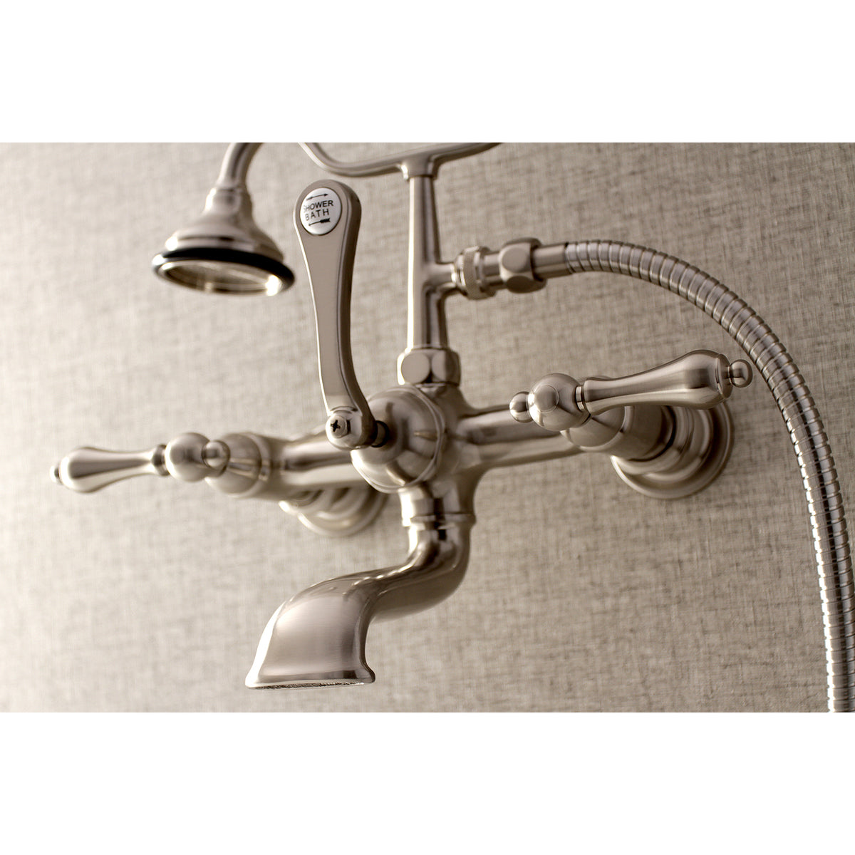 Aqua Vintage 7-Inch Wall Mount Tub Faucet with Hand Shower