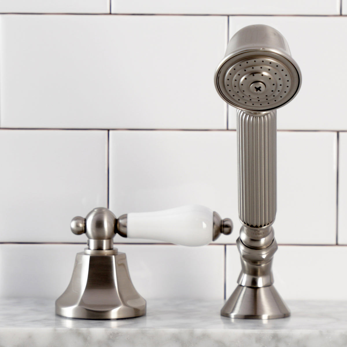 Kingston Brass Deck Mount Hand Shower with Diverter for Roman Tub Faucet