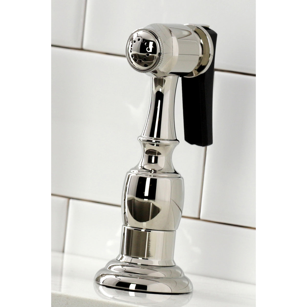Kingston Brass KS1270AXBS Heritage Bridge Kitchen Faucet with Brass Sprayer
