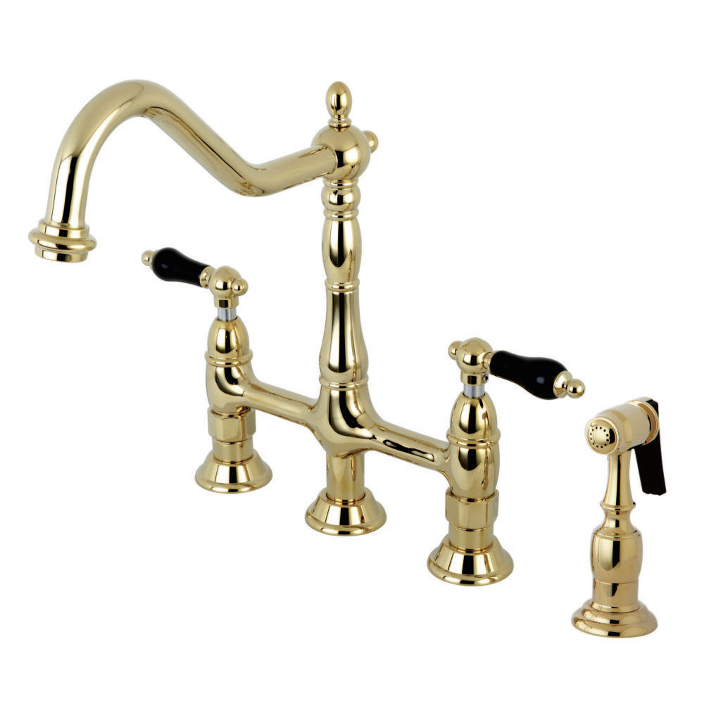 Kingston Brass KS1270PKLBS Duchess Bridge Kitchen Faucet with Brass Sprayer