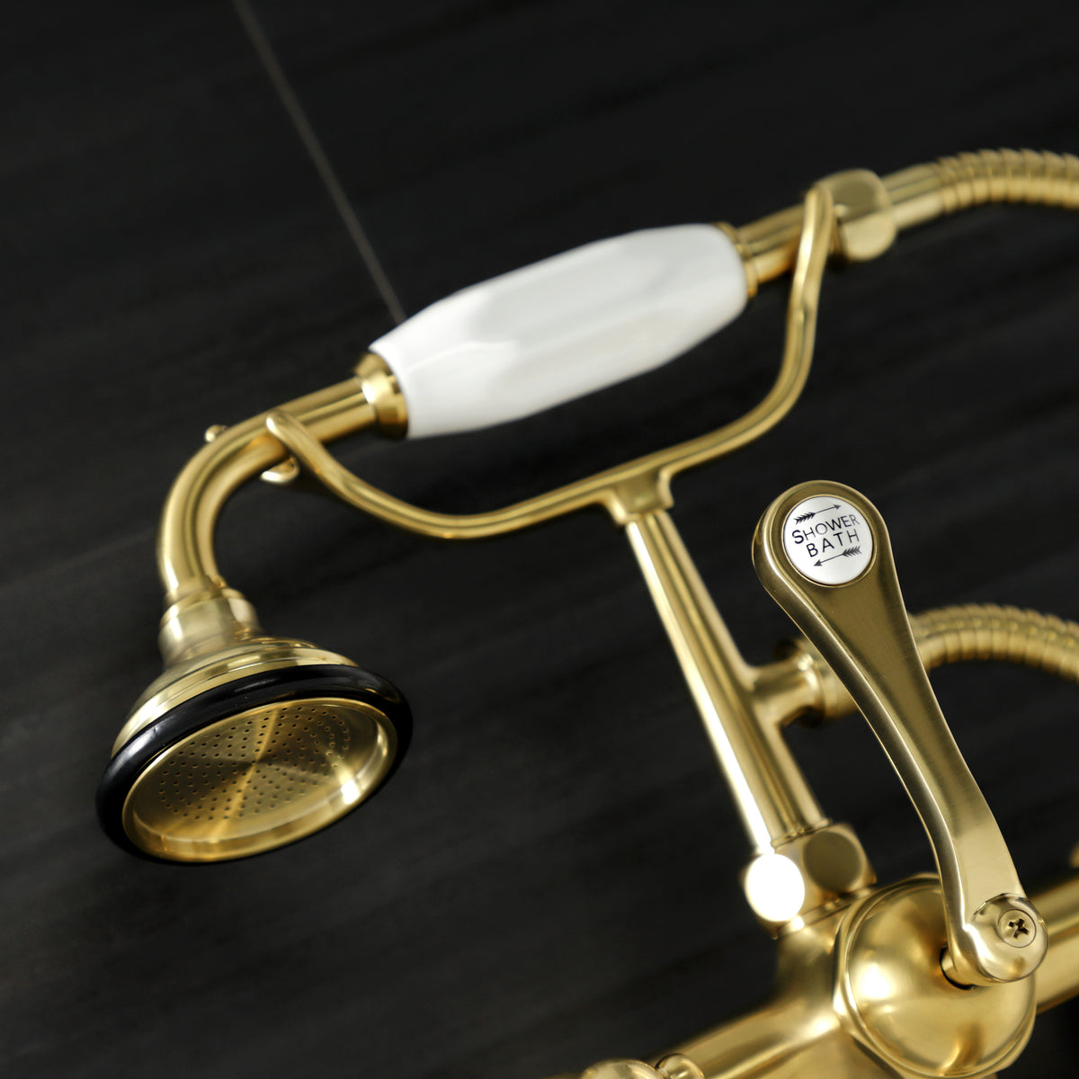 Aqua Vintage 7-Inch Wall Mount Tub Faucet with Hand Shower