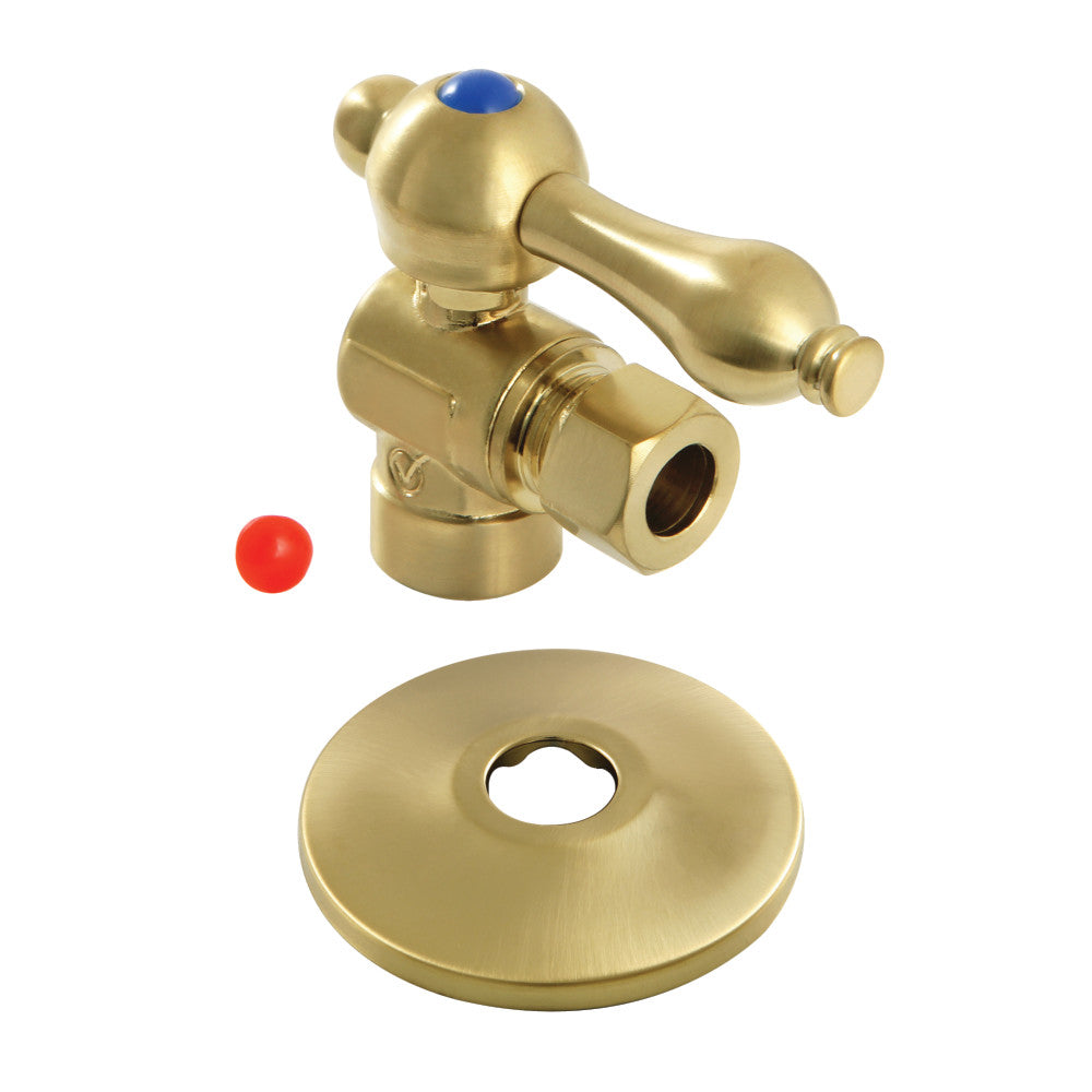 Kingston Brass 1/2" Sweat x 3/8" OD Comp Quarter-Turn Angle Stop Valve with Flange