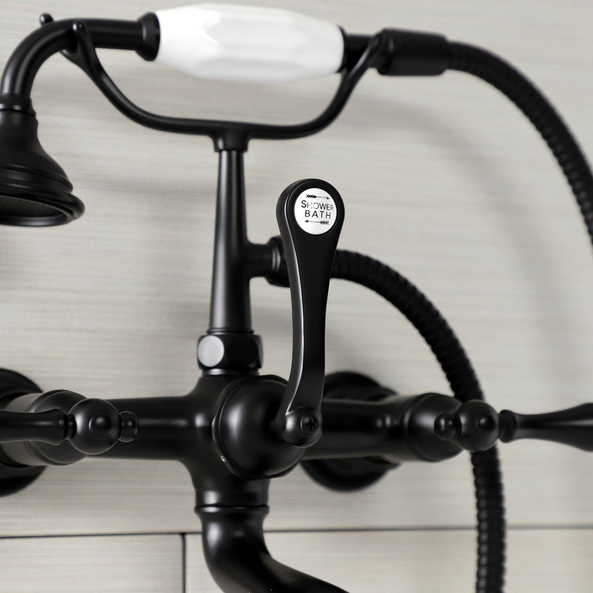 Aqua Vintage 7-Inch Wall Mount Tub Faucet with Hand Shower