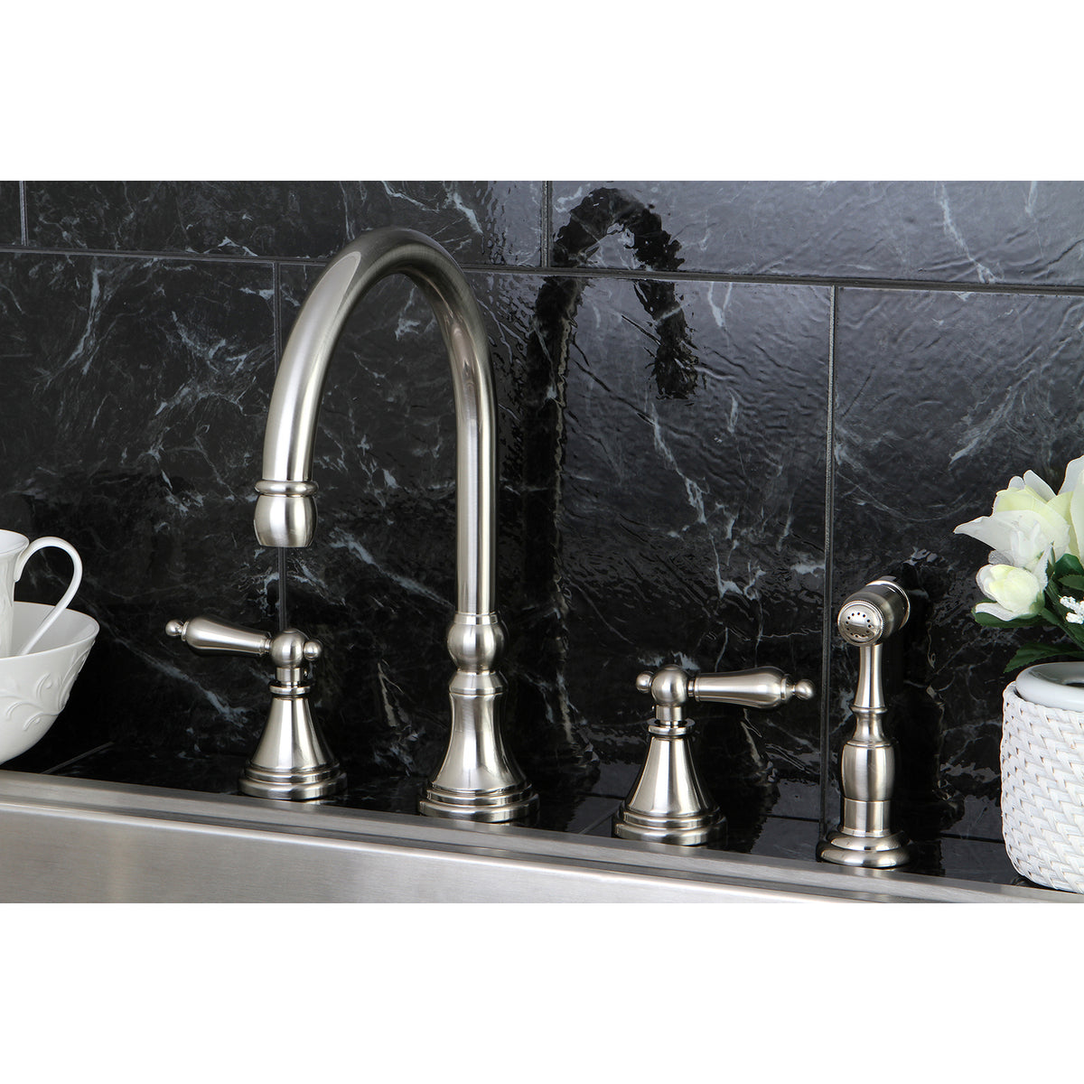 Kingston Brass KS2798ALBS Widespread Kitchen Faucet
