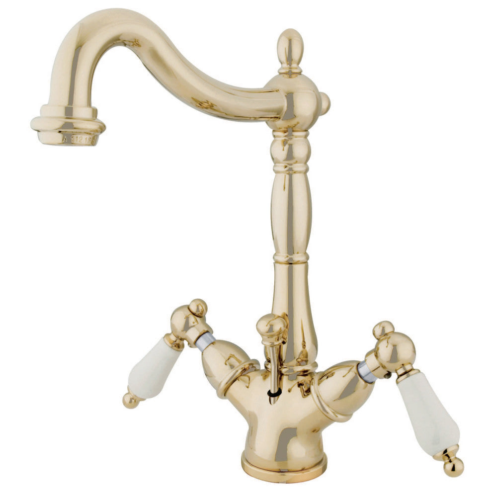 Kingston Brass KS1430PL Heritage Two-Handle Bathroom Faucet with Brass Pop-Up and Cover Plate