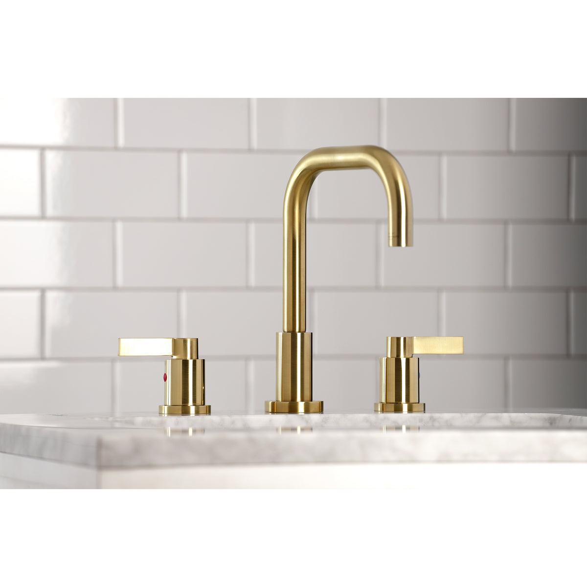 Kingston Brass FSC8938NDL NuvoFusion Widespread Bathroom Faucet with Brass Pop-Up