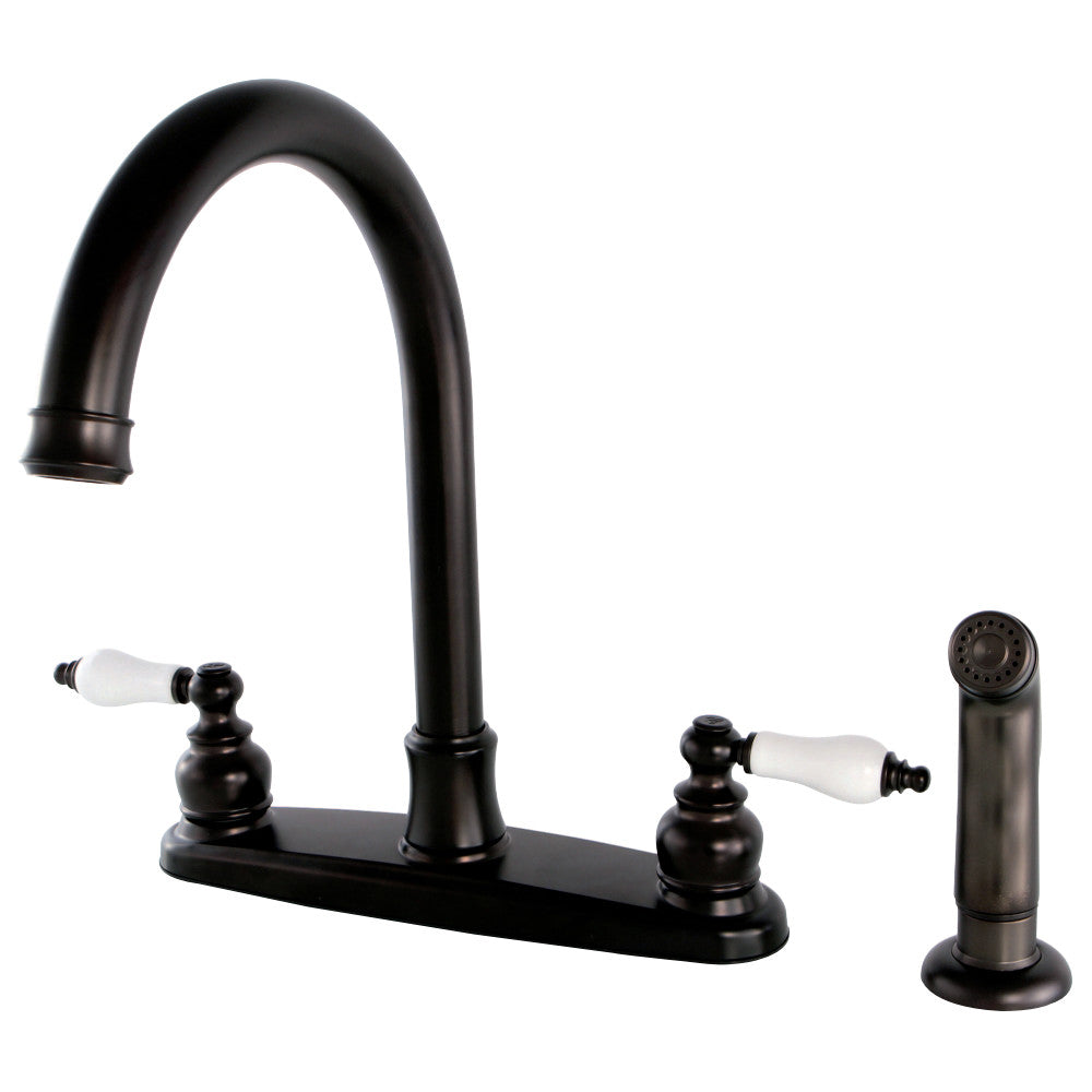 Kingston Brass FB7798PLSP Victorian 8-Inch Centerset Kitchen Faucet with Sprayer