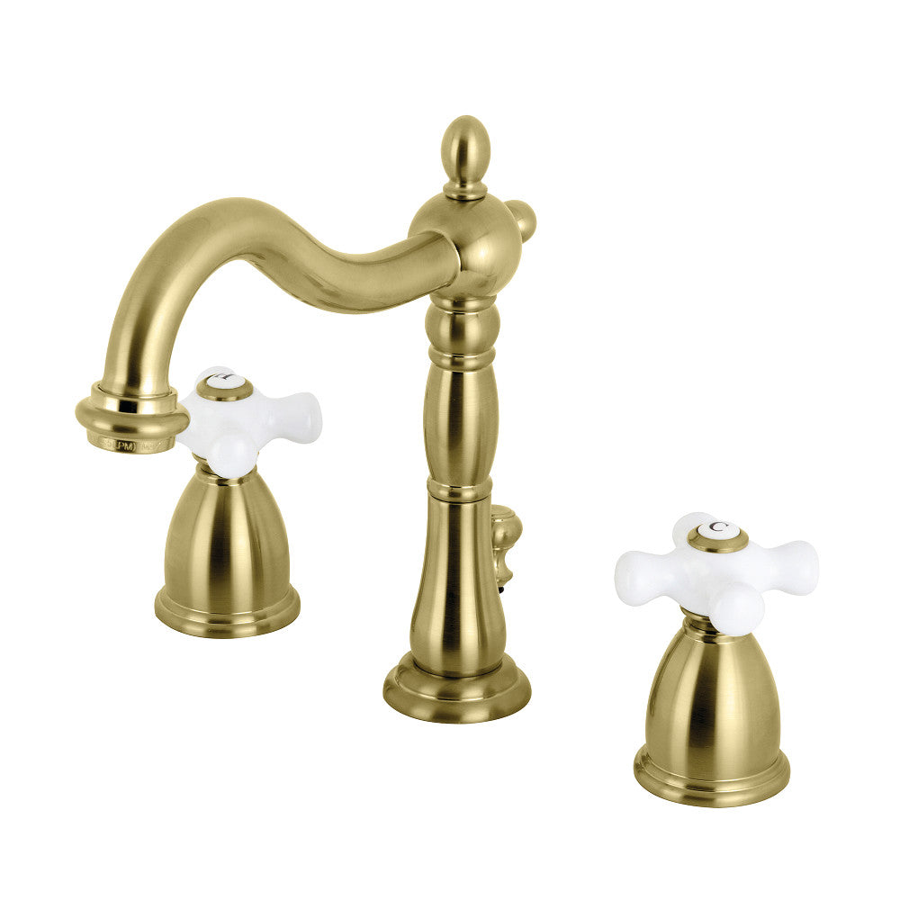 Kingston Brass KB1976PX Heritage Widespread Bathroom Faucet with Brass Pop-Up