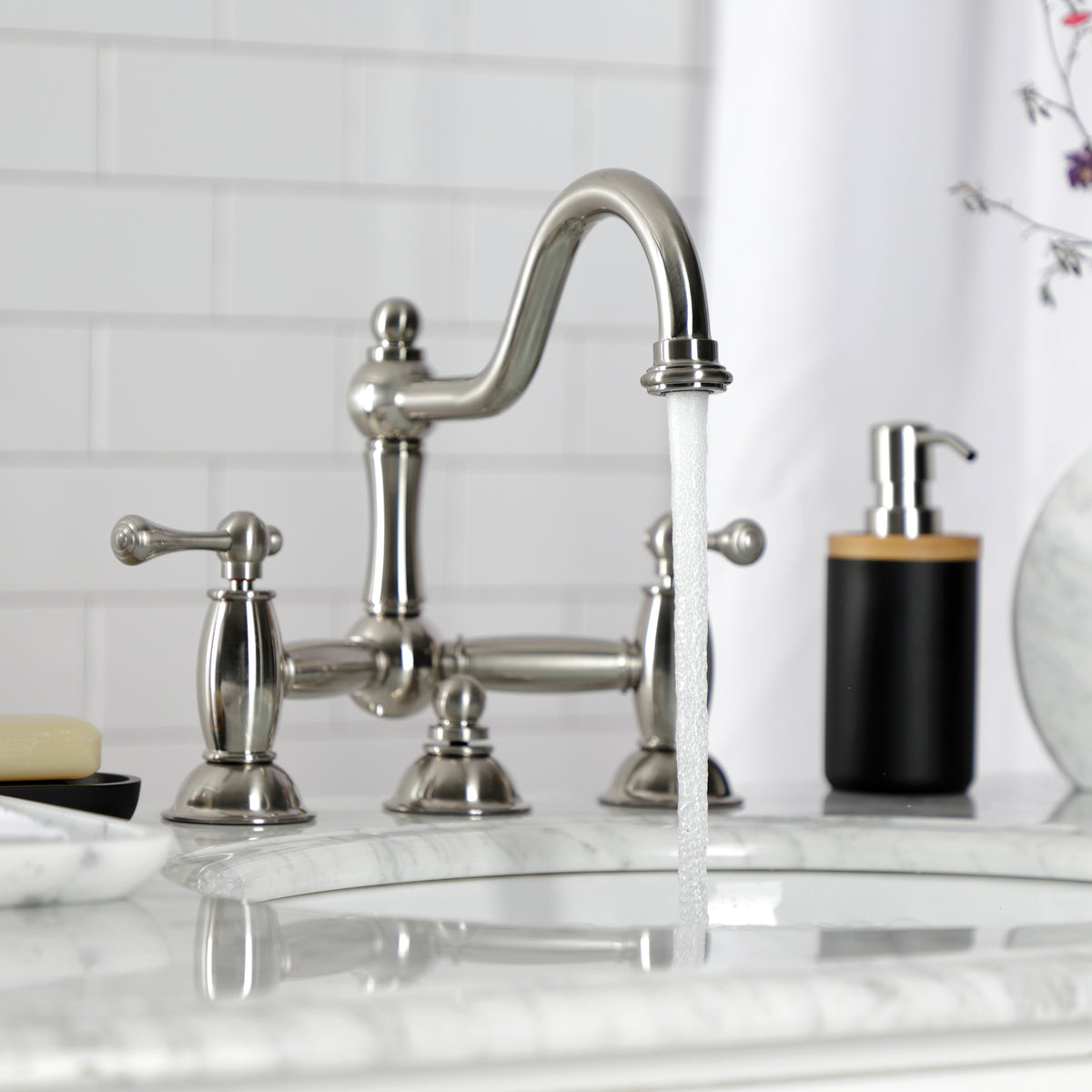 Kingston Brass KS3918BL Restoration Bathroom Bridge Faucet