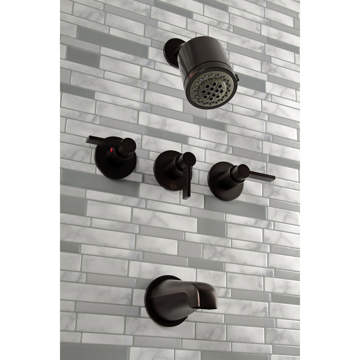 NuvoFusion Three-Handle Tub and Shower Faucet