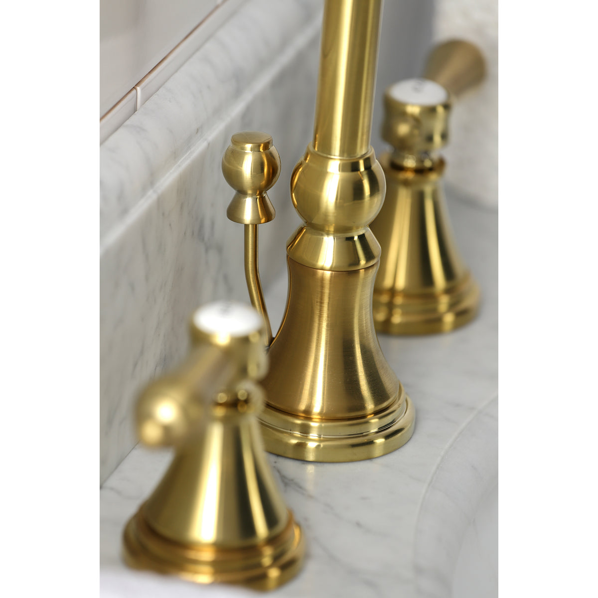 Kingston Brass KS2981BAL Heirloom Widespread Bathroom Faucet with Brass Pop-Up