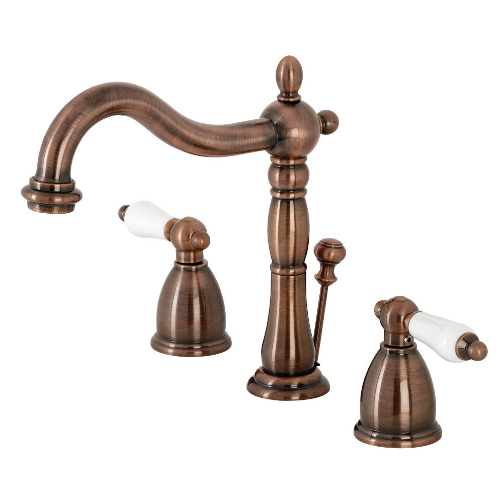 Kingston Brass KB1973PL Heritage Widespread Bathroom Faucet with Brass Pop-Up
