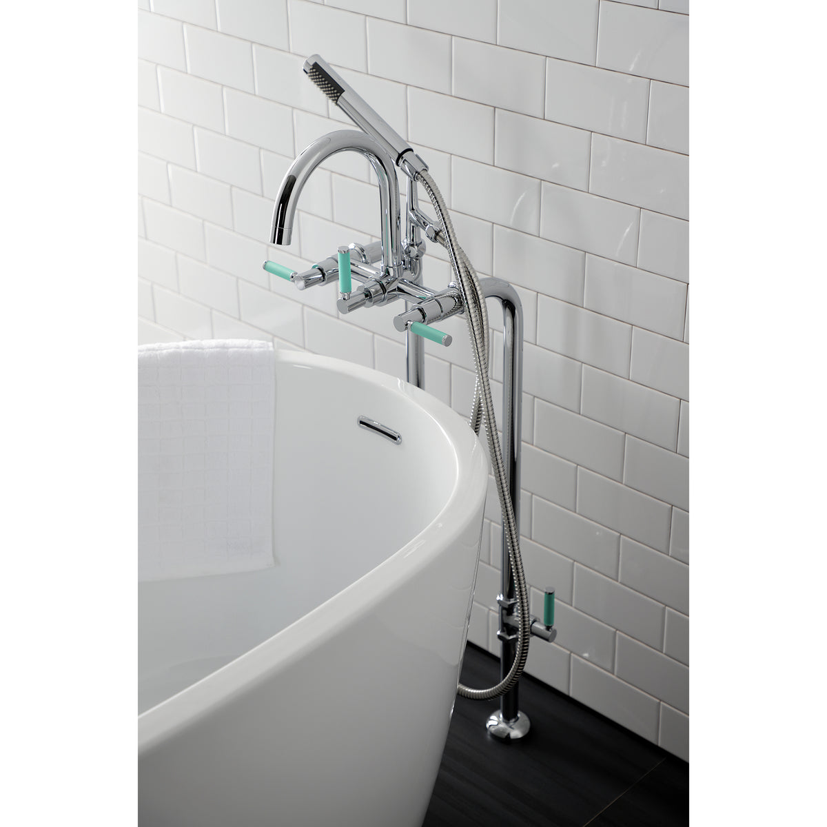 Aqua Vintage Concord Freestanding Tub Faucet with Supply Line, Stop Valve