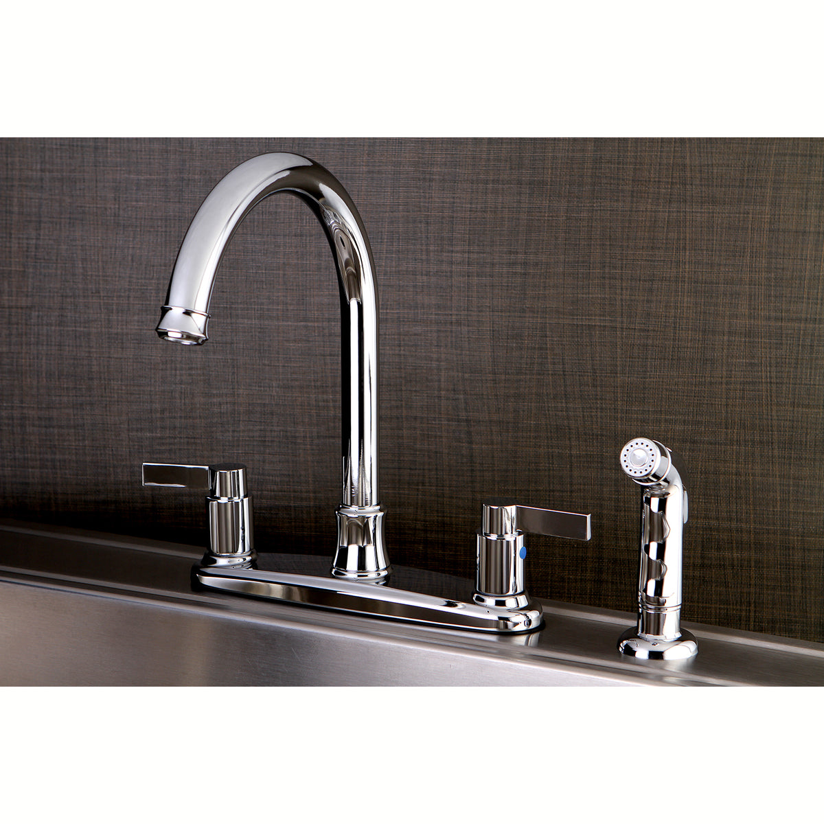 Kingston Brass FB7790NDLSP NuvoFusion 8-Inch Centerset Kitchen Faucet with Sprayer