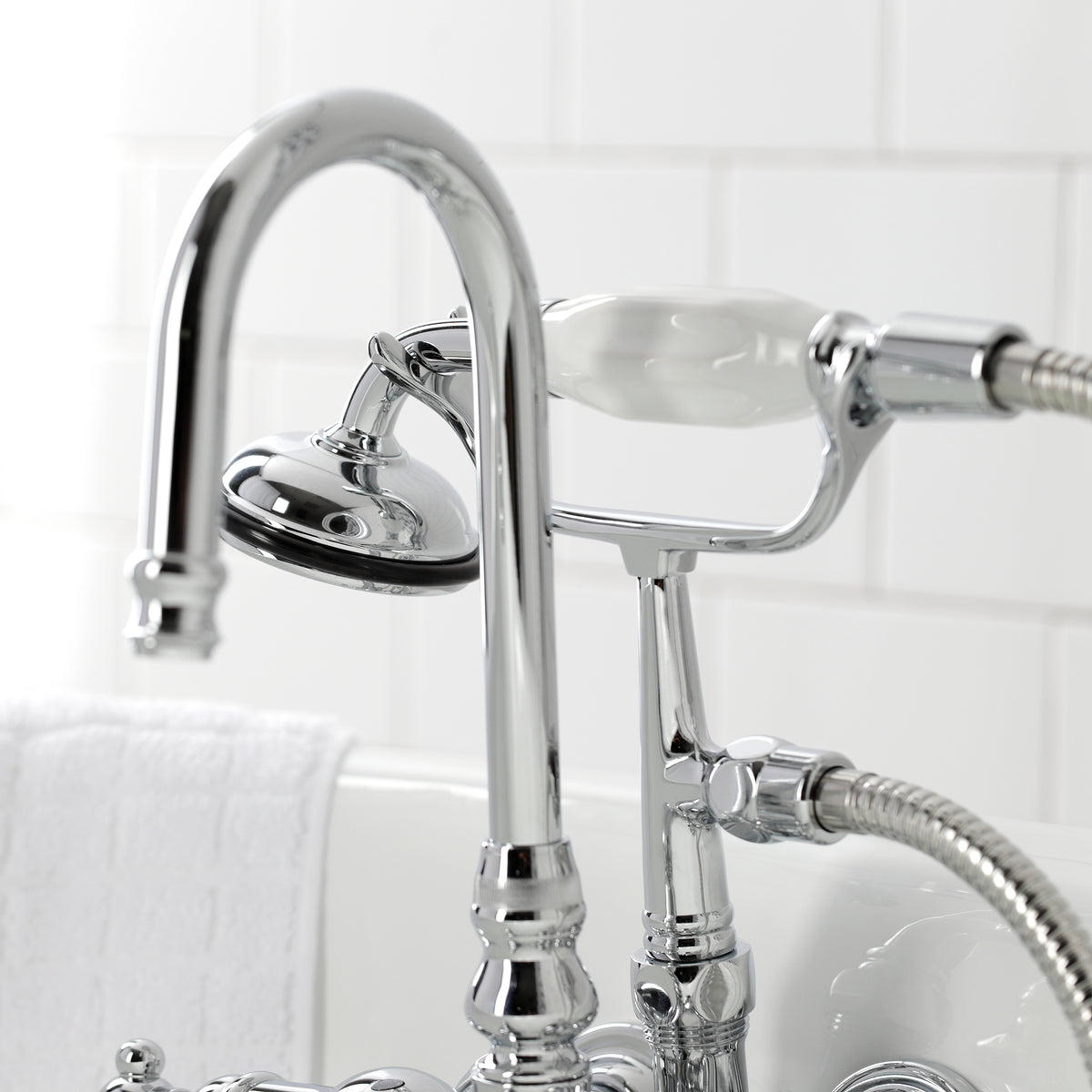 Vintage 3-3/8" Tub Wall Mount Clawfoot Tub Faucet with Hand Shower