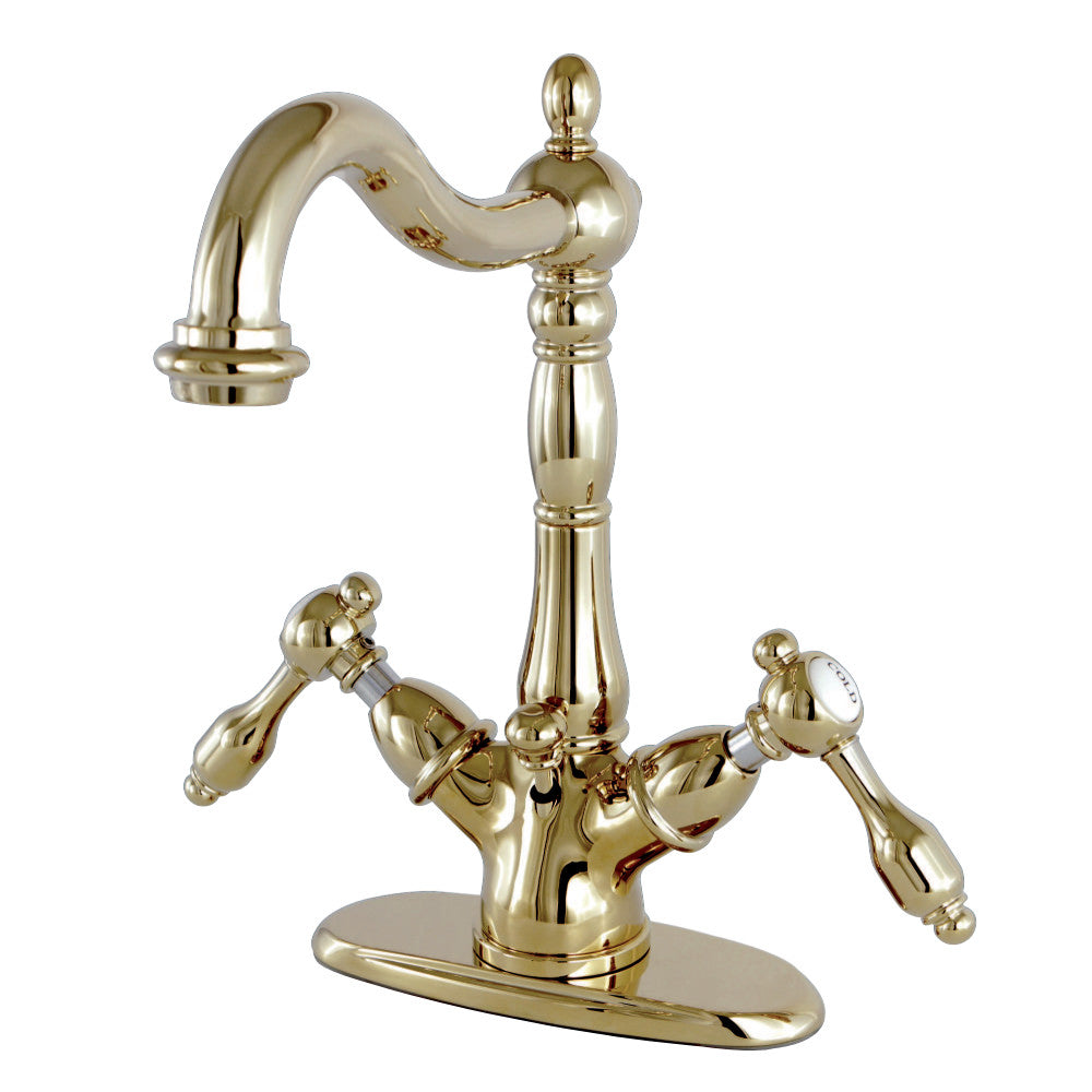 Kingston Brass KS1435TAL Tudor Two-Handle Bathroom Faucet with Brass Pop-Up and Cover Plate