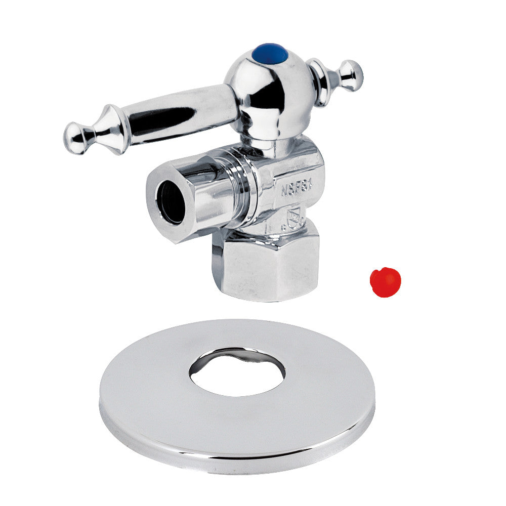 Kingston Brass 1/2-Inch FIP X 3/8-Inch OD Comp Quarter-Turn Angle Stop Valve with Flange