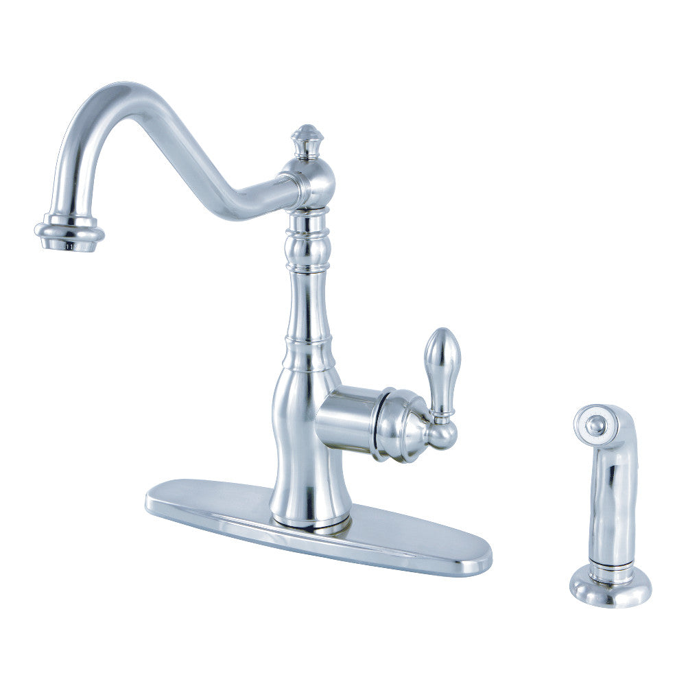 Gourmetier GSY7706ACLSP American Classic Single-Handle Kitchen Faucet with Brass Sprayer