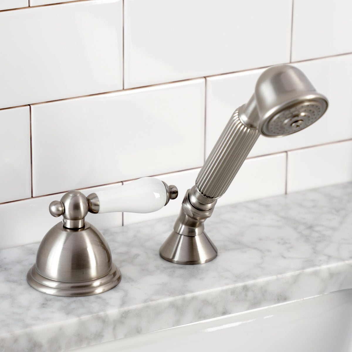 Kingston Brass Deck Mount Hand Shower with Diverter for Roman Tub Faucet