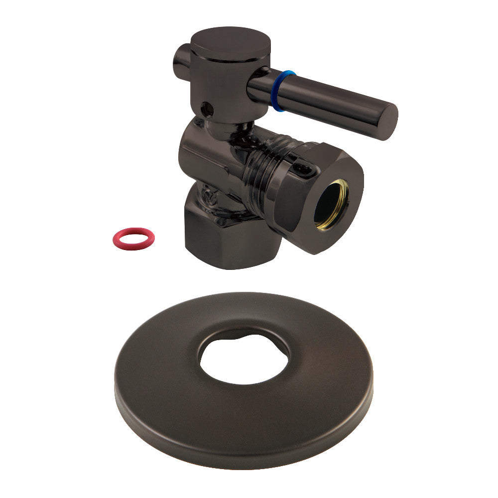 Kingston Brass 1/2-Inch FIP X 1/2-Inch or 7/16-Inch O.D. Slip Joint Quarter-Turn Angle Stop Valve with Flange