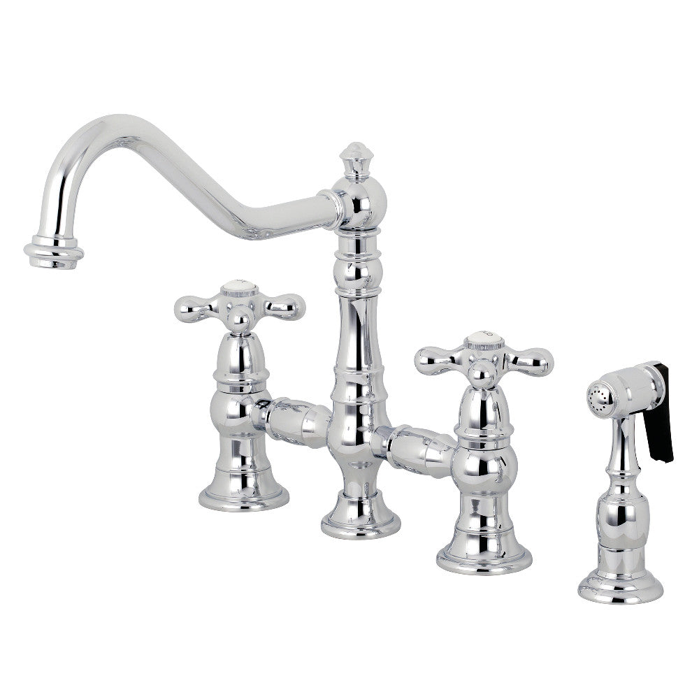 Kingston Brass KS3276AXBS Restoration 8" Bridge Kitchen Faucet with Sprayer