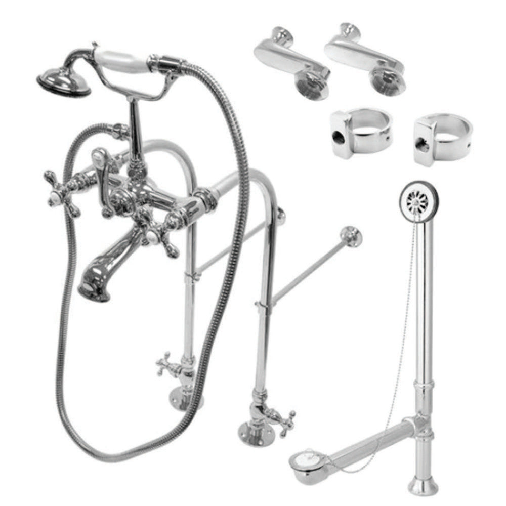 Vintage Freestanding Clawfoot Tub Faucet Package with Supply Line