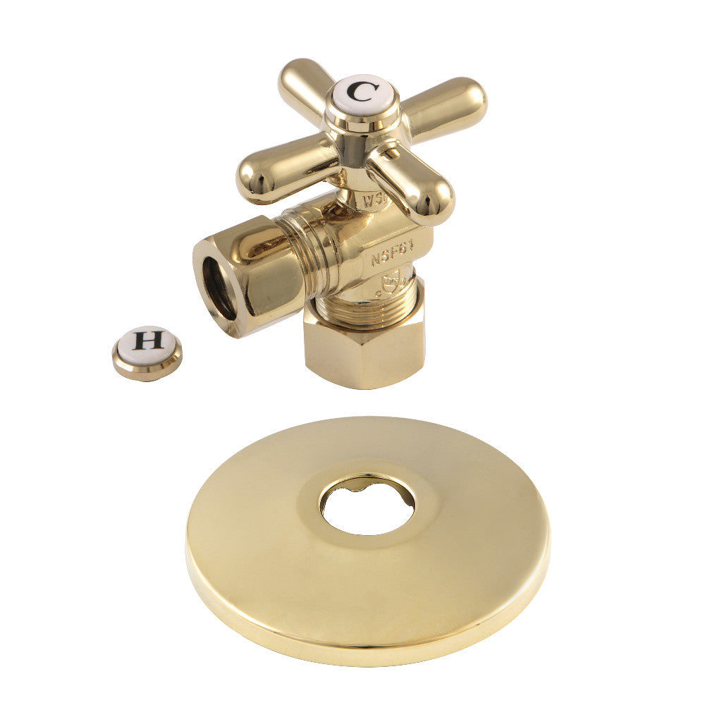 Kingston Brass 5/8-Inch OD X 1/2-Inch OD Comp Quarter-Turn Angle Stop Valve with Flange