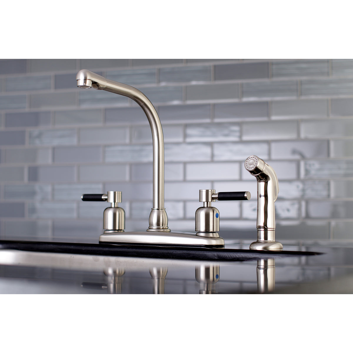 Kingston Brass FB755DKLSP Kaiser 8-Inch Centerset Kitchen Faucet with Sprayer