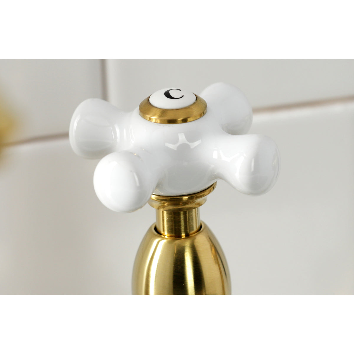 Kingston Brass KS1273PXBS Heritage Bridge Kitchen Faucet with Brass Sprayer