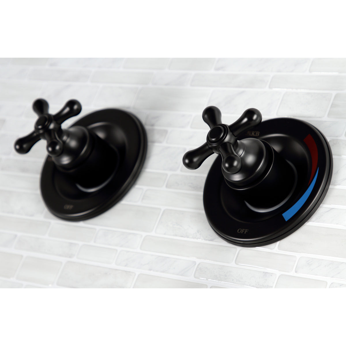 Vintage Twin Handles Tub Shower Faucet Pressure Balanced With Volume Control