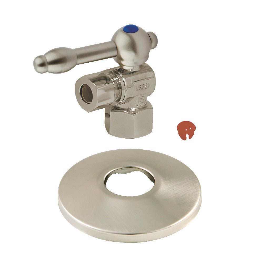 Kingston Brass 1/2-Inch FIP X 3/8-Inch OD Comp Quarter-Turn Angle Stop Valve with Flange