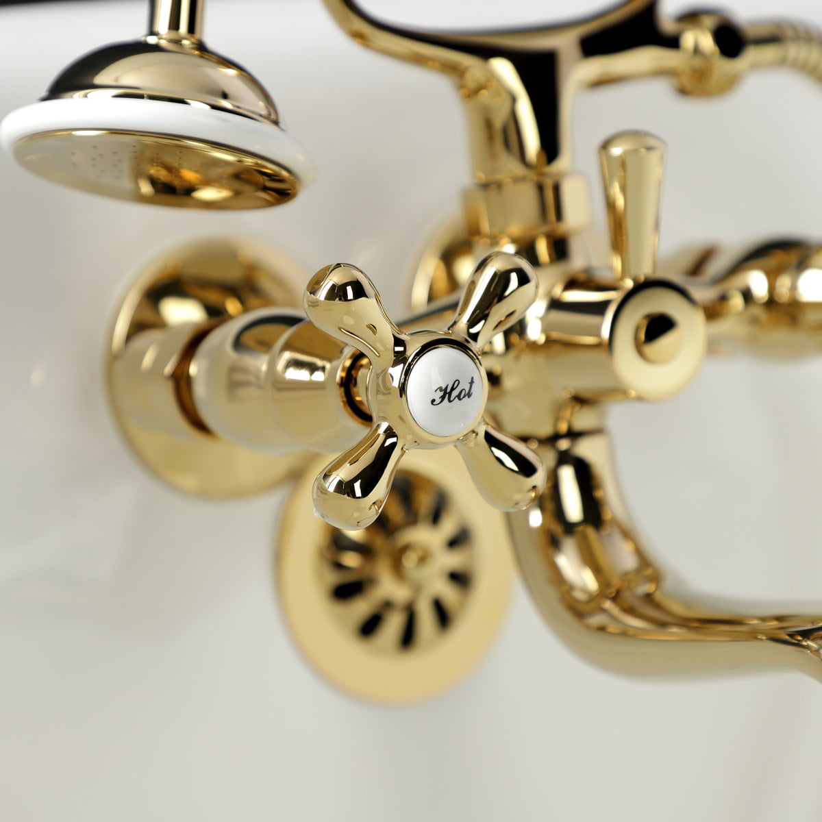 Kingston Wall Mount Clawfoot Tub Faucet with Hand Shower