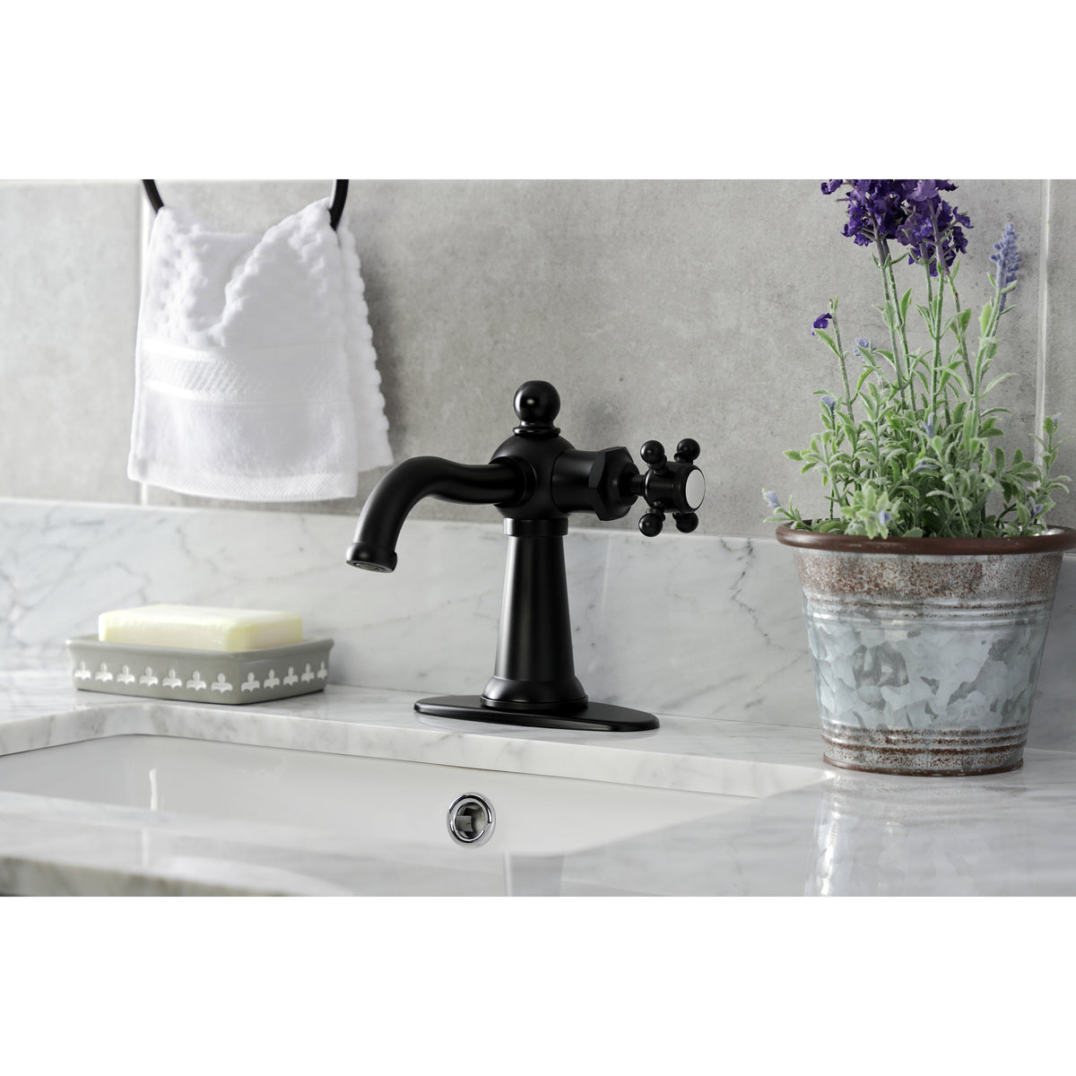 Kingston Brass KSD154BXPB Nautical Single-Handle Bathroom Faucet with Push Pop-Up