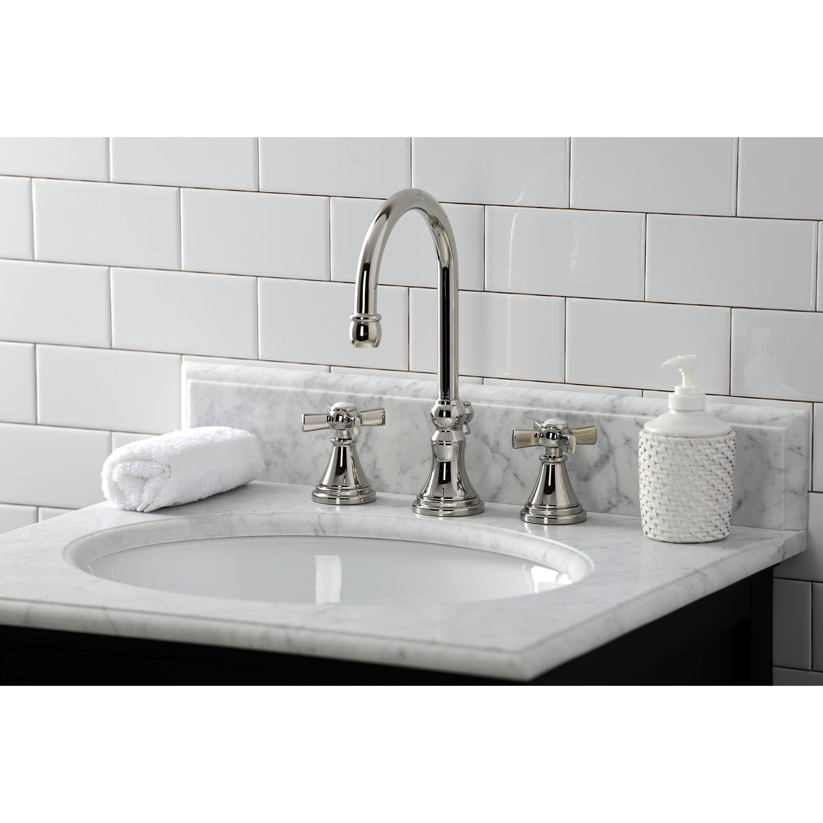 Kingston Brass KS2985ZX Millennium Widespread Bathroom Faucet with Brass Pop-Up