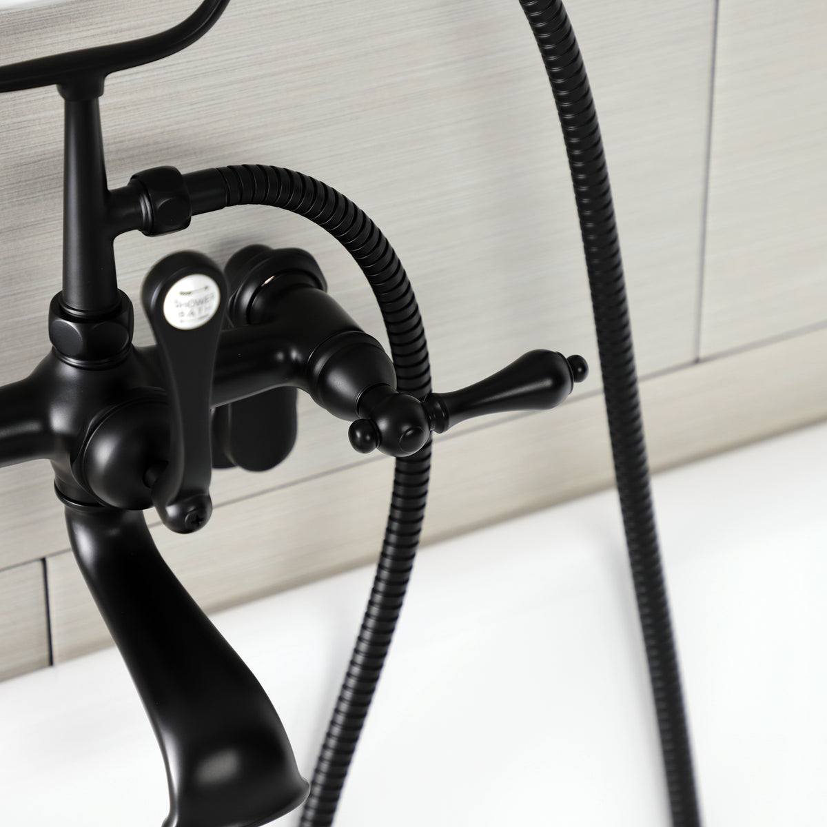 Aqua Vintage 7-Inch Adjustable Wall Mount Tub Faucet with Hand Shower