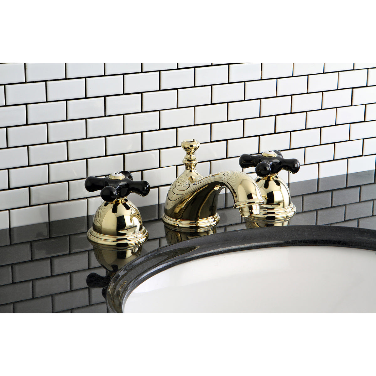 Kingston Brass KS3961PKX Duchess Widespread Bathroom Faucet with Brass Pop-Up