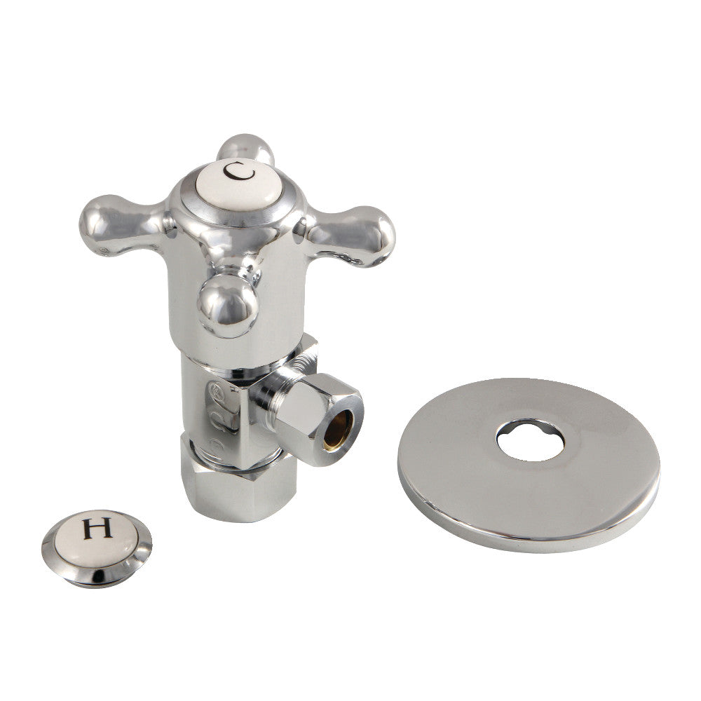 Kingston Brass 5/8"O.D x 3/8" O.D Anti-Seize Deluxe Quarter Turn Ceramic Hardisc Cartridge Angle Stop with Flange