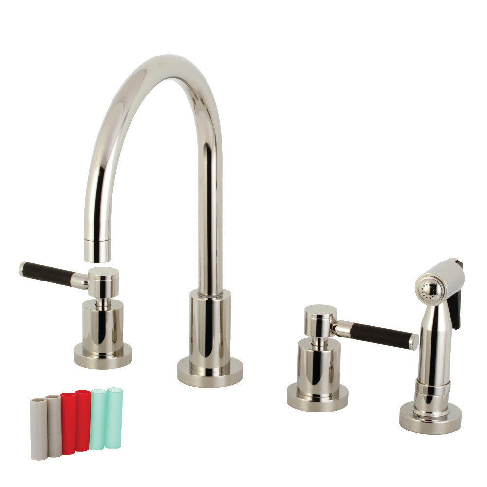 Kingston Brass KS8728DKLBS Kaiser 8-Inch Widespread Kitchen Faucet with Brass Sprayer