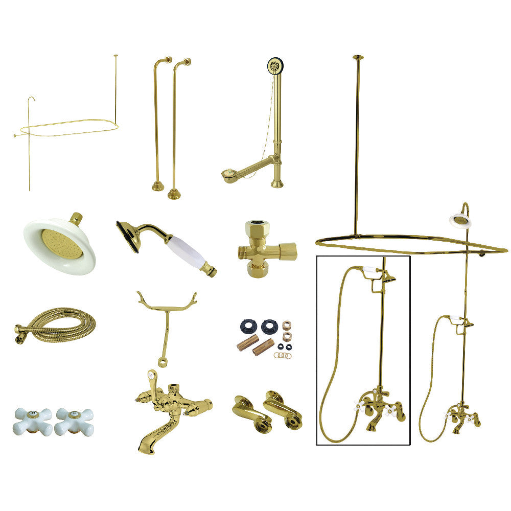 Vintage Clawfoot Tub Faucet Package with Shower Enclosure