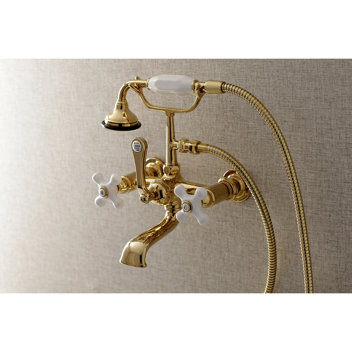 Aqua Vintage 7-Inch Wall Mount Tub Faucet with Hand Shower