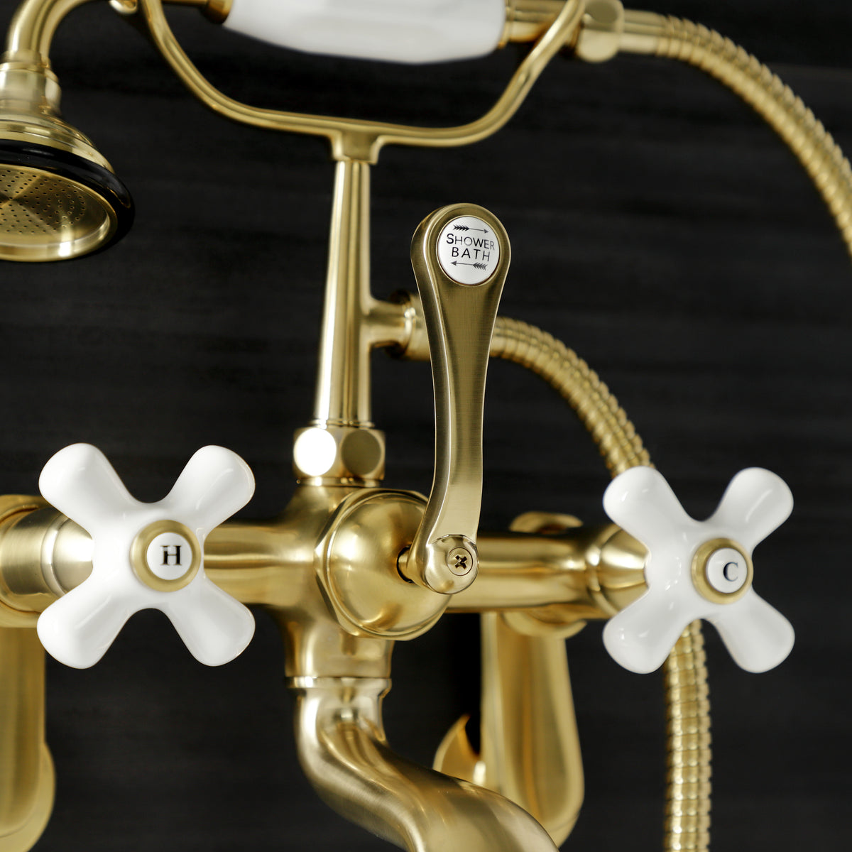 Aqua Vintage Wall Mount Tub Faucet with Hand Shower