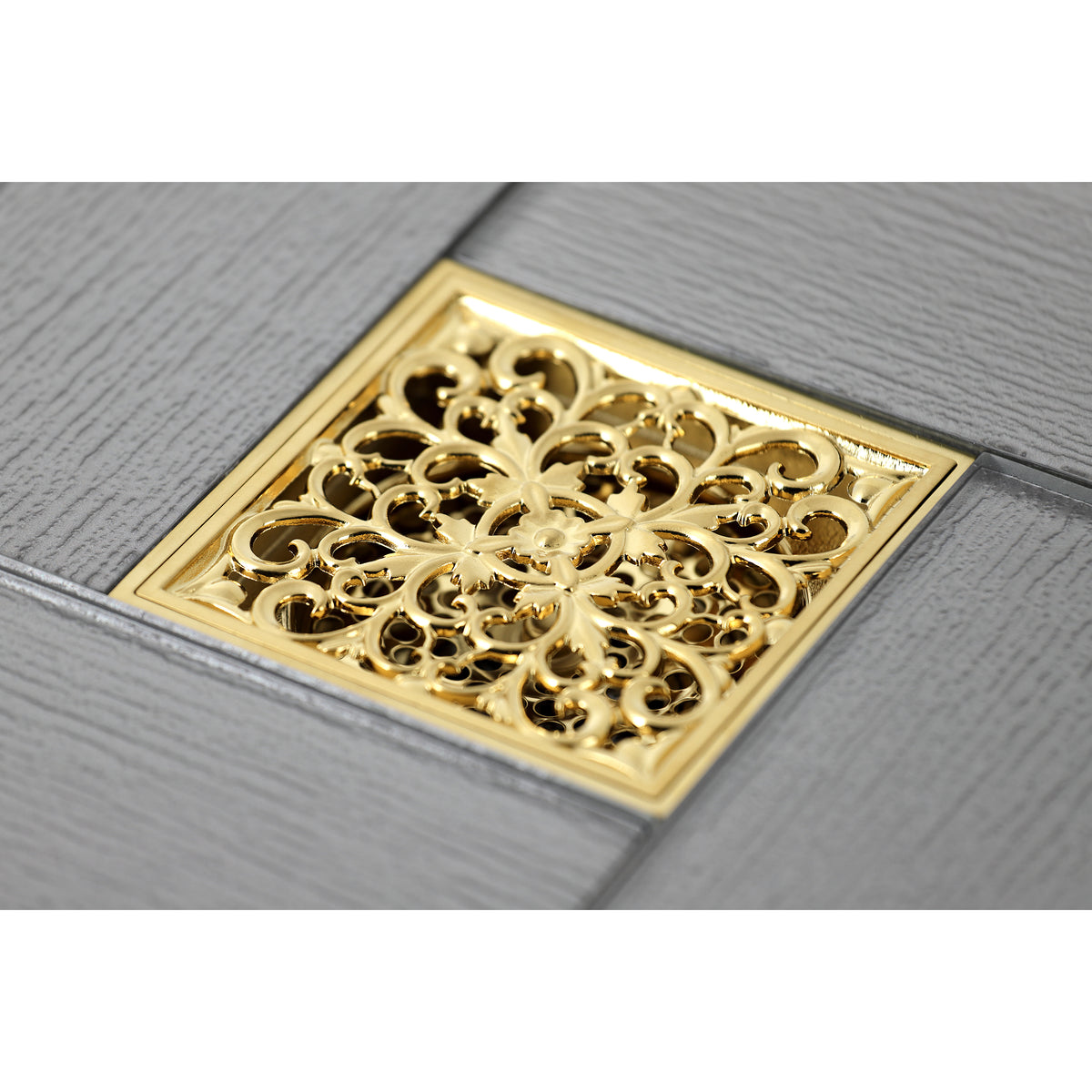 Kingston Brass Watercourse Scroll 4" Square Grid Shower Drain