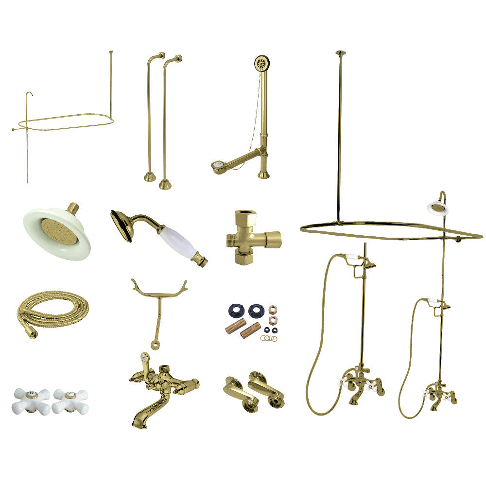 Vintage Clawfoot Tub Faucet Package with Shower Enclosure