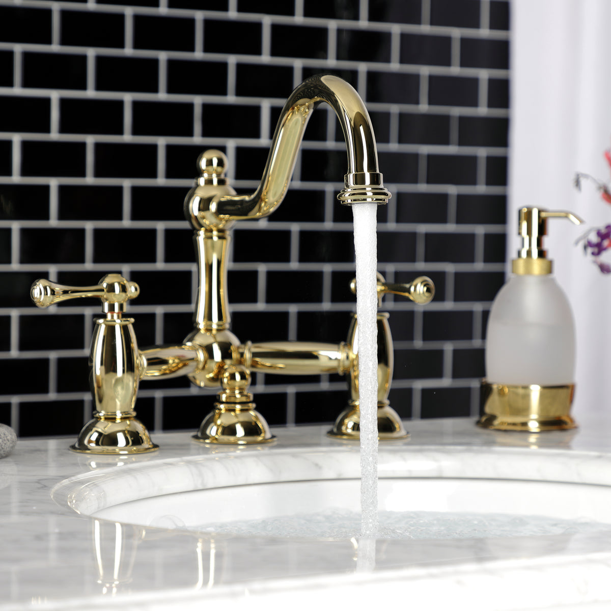 Kingston Brass KS3918BL Restoration Bathroom Bridge Faucet