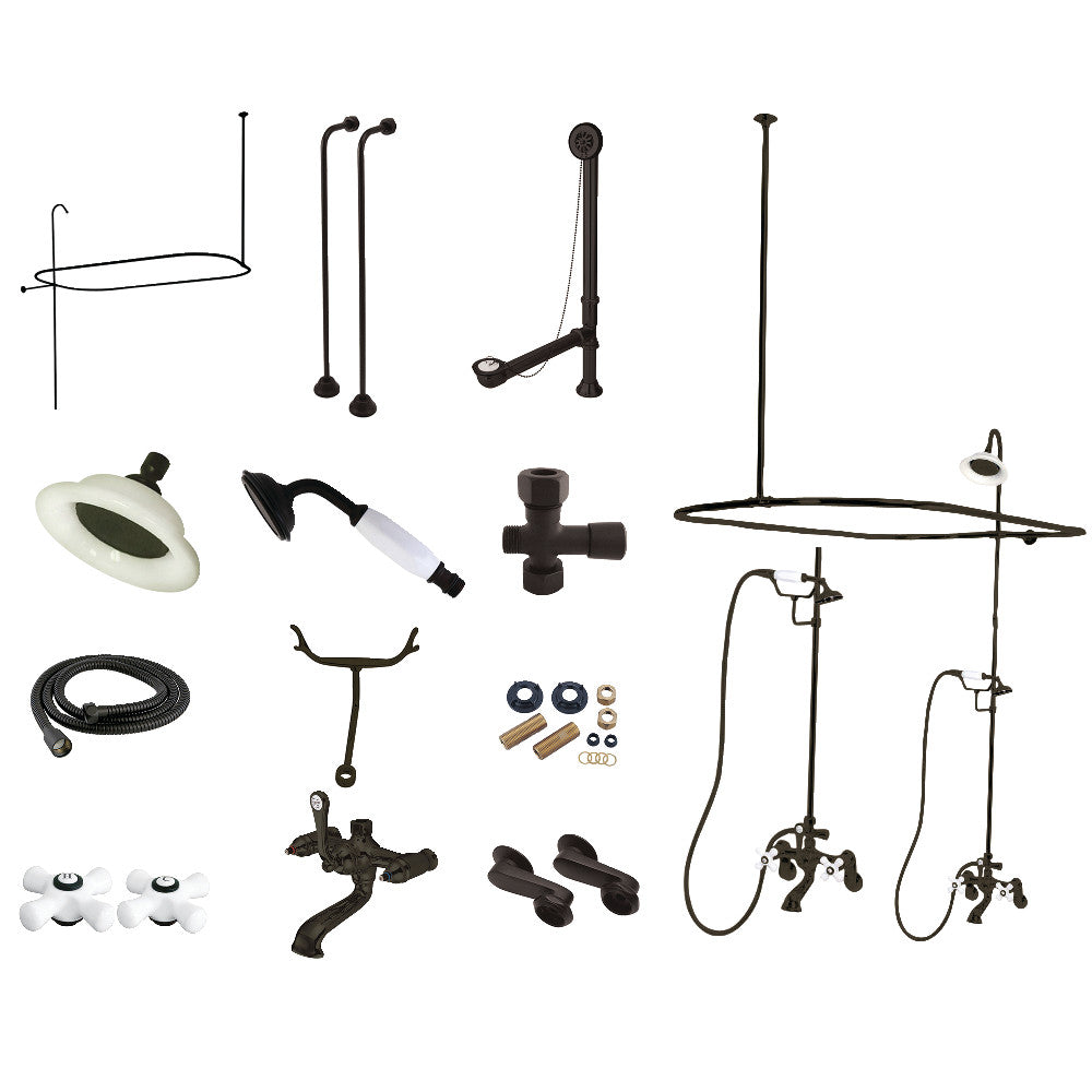 Vintage Clawfoot Tub Faucet Package with Shower Enclosure