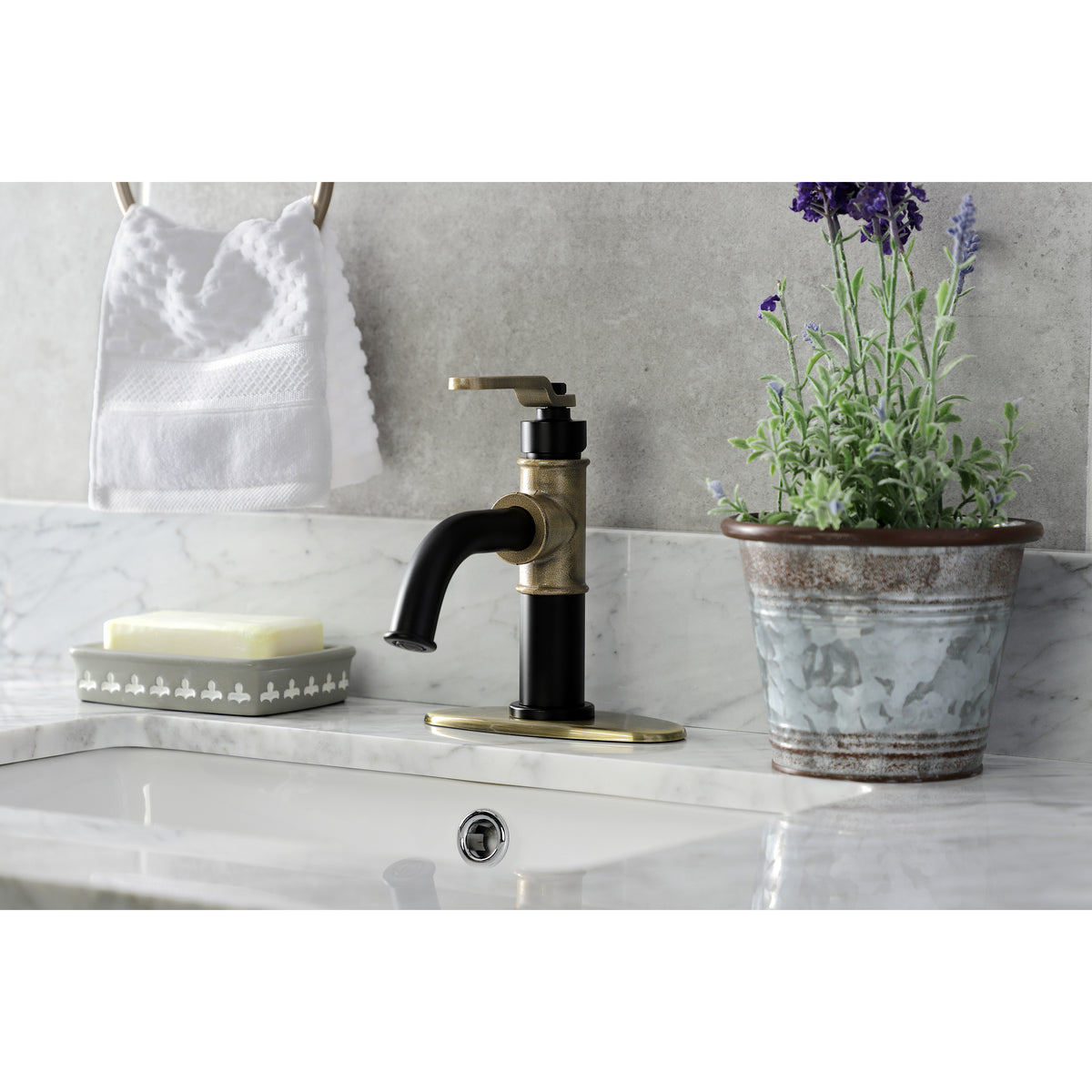 Kingston Brass KSD2828KL Whitaker Single-Handle Bathroom Faucet with Push Pop-Up